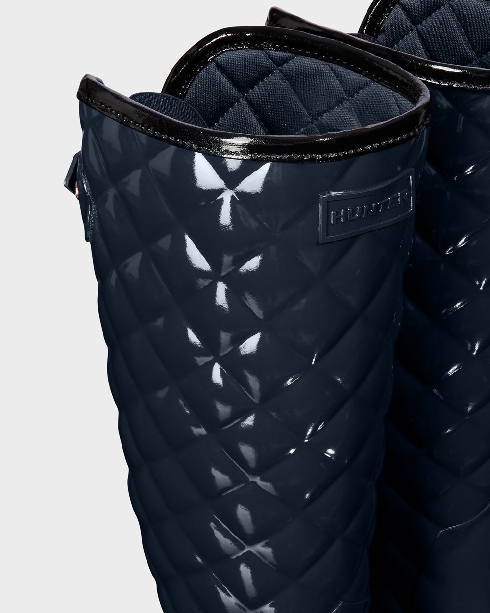 Botas de Lluvia Altas Hunter Mujer - Refined Adjustable Quilted Gloss - Azul Marino - TENJORS-54